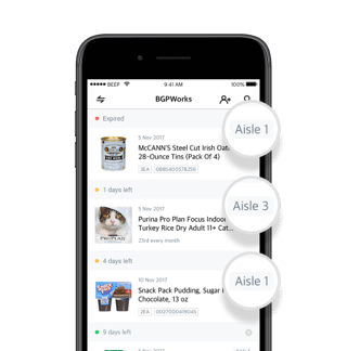 Products sorted into categories in BEEP