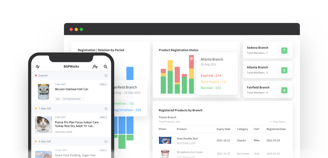 The BEEP Enterprise admin page and mobile app side by side