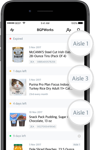 Products sorted into categories in BEEP